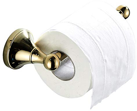 Flybath Toilet Roll Holder Without Cover Brass Bathroom Paper Tissue Bar Wall Mounted, 20 cm / 7.87 inches, Polished Gold
