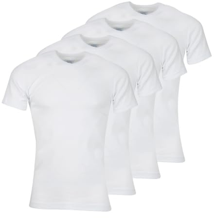 Athena - Lot de 4 T-Shirts Homme Col V - 100% Coton Bio - Label Oeko-TEX® Standard 100 - Maillots de Corps Certification GOTS - Hypoallergénique, Manches Courtes