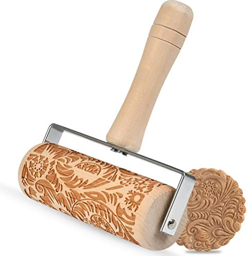 FOCCTS Präglade rullstift, 3D-gravyr kavel av naturligt säkert trä med klassiskt mönster