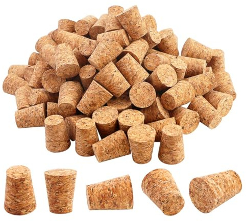 Owevvin 100 Pieces #7 Tapered Cork Plugs, Premium Blank Wine Corks Wine Stoppers Replacement Corks, 0.8 x 0.6 x 1 Inch