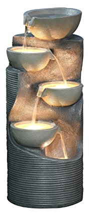 Dehner Gartenbrunnen Salo mit LED Beleuchtung, ca. 81 x 34 x 33 cm, Polyresin, grau