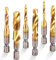 LANTRO JS Lot de 6 tarauds filetés filetage métrique M3-M10 avec revêtement en titane HSS embouts de taraudage 1/4 queue hexagonale cannelée