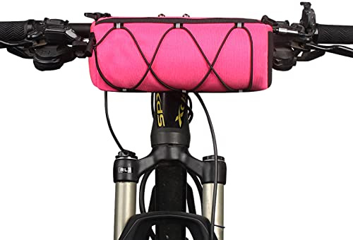 KOSIBATE Bike Handlebar Bag - Bicycle Front Bag with Shoulder Strap, Mountain & Road Bike Accessory, Pink