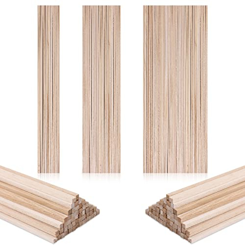 150pcs 30,5cm Bâtons en Bois Long, 3mm 4mm 5mm Baton Bois Naturelbaguette Bois Loisir Creatif Bâtons de Chevilles Artisanales Batonnet en Bois pour l'Artisanat de Décorations en Bois