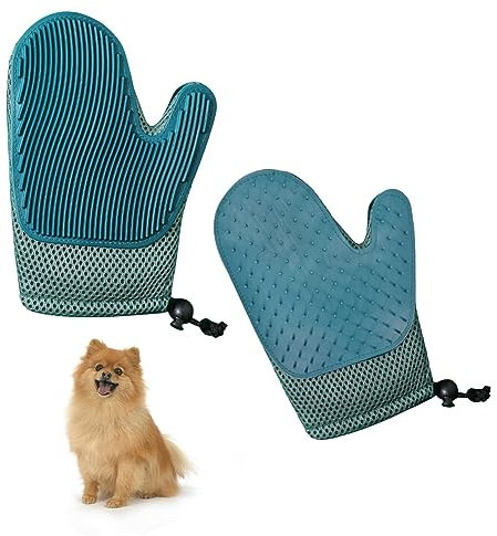 1 Stück Fellpflegehandschuh für Katzen und Hunde, entfernt Haare sanft und erleichtert das Kämmen, ideal für die Fellpflege zu Hause (Dunkelgrün)