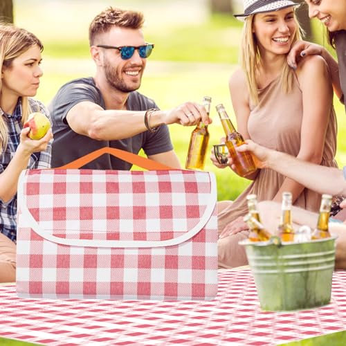 ZITUZY Faltbare Picknickmatte, 200x200cm-Große Picknickdecke, wasserdichte Picknickmatte, für 9–10 Personen in Parks, Gärten, Stränden, Rasenflächen (Rot)