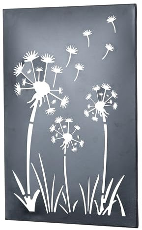 Wandbild Pusteblume H45cm Schwarz Metallbild Wanddeko Metalldeko Industrial Schild Blume
