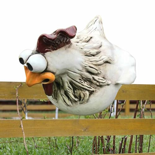 Poulet décoratif de jardin en résine synthétique - Poulet - Tabouret de clôture - Résistant aux intempéries - Décoration de jardin - Poulet - Décoration de jardin - Clôture - Décoration de jardin pour