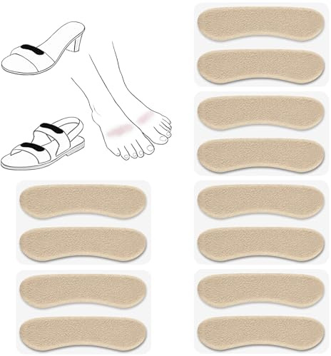 Cutecrop 6 Pair Sandal Shoe Strap Extender Heel Sandal Strap Cushion Strips Heel Grips Liner Insert for Shoes Too Big Preventing Slipping, Rubbing, Non-Slip(Beige)