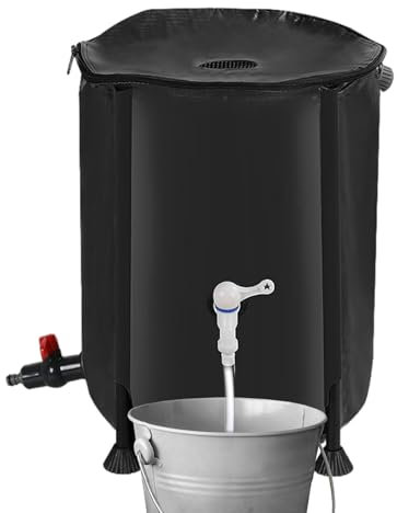 Barilotto di raccolta 'acqua piovana – Serbatoio di stoccaggio per esterni, contenitore per acqua da 200 l, kit portatile per la cattura della pioggia, serbatoio pieghevole per l'acqua piovana