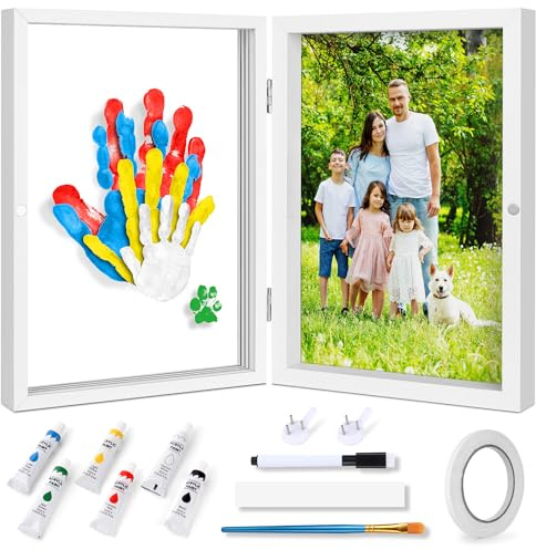 Omrhvi Family Handprint Kit, DIY Craft Keepsake Photo Frame, Hand Print Ornament Kits, Family Gifts for New Parents & Mom & Baby, Grandparents, Couples, Father's Day, Mother's Day, Anniversary