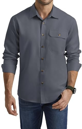 Enlision Chemise Homme Manches Longues Décontractée Chemises de Travail sans Repassage Homme avec Poche Regular Fit