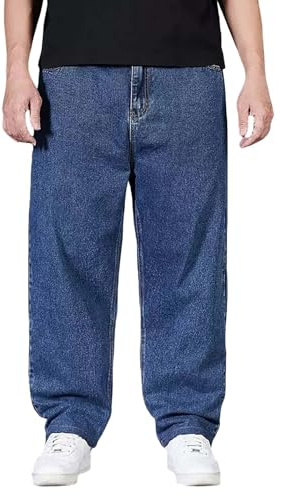 Generiska jeans för män baggy: Jeans överdimensionerade denimbyxor andningsbara jeans raka ben stretchjeans enfärgade tygbyxor lätta fritidsbyxor bekväma utomhusbyxor avslappnade sport arbetsbyxor