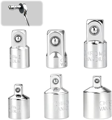 6 Pièces Adaptateur Douille Jeu d’adaptateurs, Adaptateur à Cliquet | Réducteur de Douille 1/4 vers 3/8, 3/8 vers 1/4, 3/8 vers 1/2, 1/2 vers 3/8, 1/2 vers 1/4, 1/4 vers 1/2 pour clés à doui