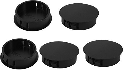 sourcing map 5 Stück Rohrkappen 35mm Durchmesser Schwarz Kunststoff Loch Kappen Abdeckkappen