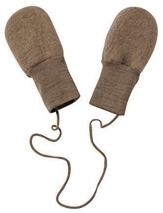 Engel Baby Fäustel ohne Daumen, Fleece, 100% Schurwolle (kbT) (50/56, Walnuss melange)