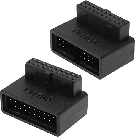 ECSiNG 2PCS USB 3.0 19/20 Pin Adaptador de 90 Grados Macho A Hembra L Gire El Zócalo de ángulo Recto para La Placa Base de La Computadora 1 ángulo hacia Arriba Y 1 ángulo hacia Abajo