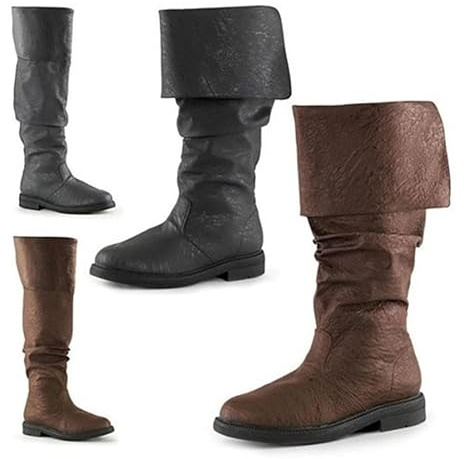 Stivali Western da Uomo Stivali da Pirata Medievali, Stivali Gotici per Uomini e Donne Che Tirano Il Polpaccio, Stivali Jazz Piatti, Stivali da Cavaliere,Marrone,47 EU