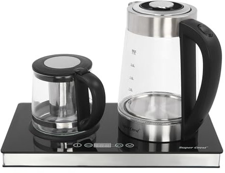 HarBin-Star Hervidor de agua de cristal, potente hervidor de agua con apagado automático, hervidor eléctrico con tetera, 2,5 L + 1 L, 1800 W, calentamiento rápido