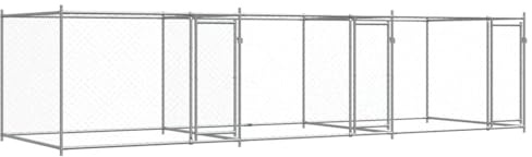 vidaXL Cage pour Chien avec Portes, Chenil pour Chien, Maison pour Chien, Niche de Jardin Terrasse, Gris 6x2x1,5 m Acier Galvanisé
