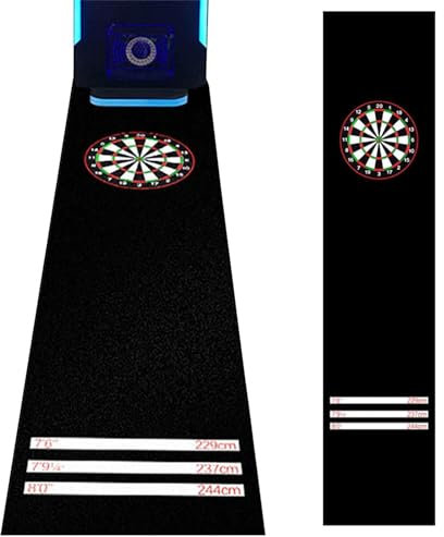 MTTXY Nylon-Dartmatte, 9,8 X 2 Fuß, Robuster Dart-Teppich mit Wurflinien, rutschfeste Dart-Bodenmatte, Schalldichter Bodenschutz für Spielzimmer
