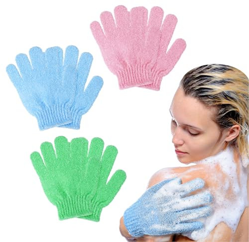 URAQT Peelinghandschuh, 6 Stück Exfoliating Gloves peelinghandschuhe, Peeling-Handschuhe Körper, handschuh Körperpeeling für Körper und Gesich