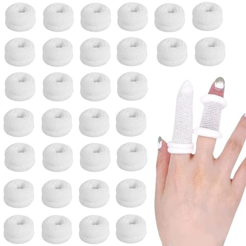 EUDUQ Vendaje para dedos, 32 unidades, protector de dedos, vendaje para dedos altamente transpirable, elástico, para protección de dedos en caso de lesión, color blanco