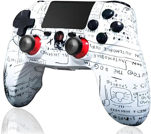 RCCBOOST Mando Inalámbrico para PS4, Mando para PS4 /Slim/Pro con Sensor Giroscópico de 6 Ejes, Joystick Gamepad con Vibración Dual - Micrófono de Audio - Pantalla Táctil - Batería 600mah (Graffiti)