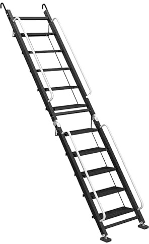 Échelle Escamotable Échelle De Lit pour Adultes Non Glissante, ÉTapes du Grenier avec des Accoudoirs, ÉChelle Marches De Grenier Rabattables Économise D'espace(300cm/118in)
