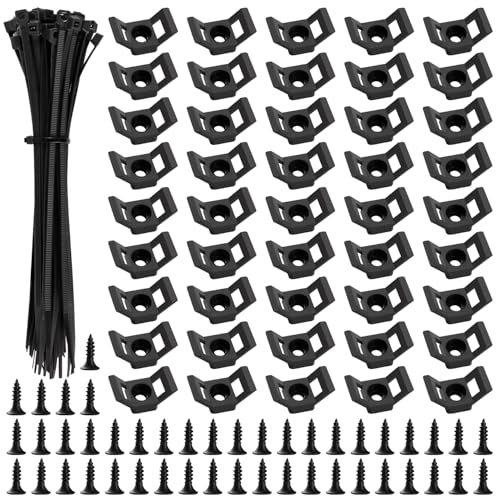 VooGenzek 45 Sätze 12.5 * 15.5 mm Satteltyp Kabelbinderhalterungen Basis, Sattel Kabelbinder-Halterung, mit M3.5 Befestigungsschrauben Und Selbstsichernde Kabelbinder, für Kabel-Management, Schwarz