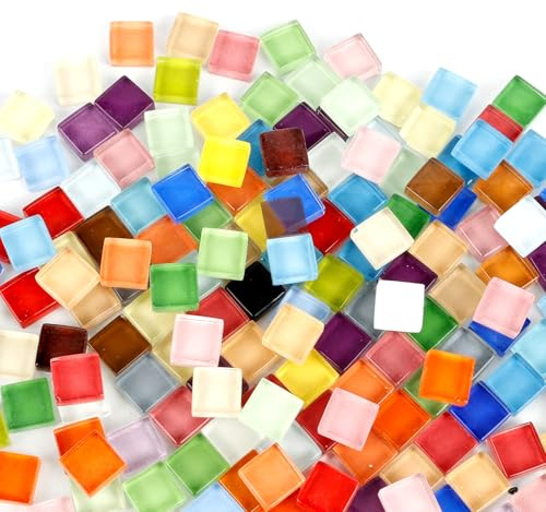 500G glasmosaikplattor färgglada mosaikplattor gör-det-själv glas mosaik fyrkantiga plattor för fotodekoration, blomkrukor och akvarium mosaikplattor konst hantverk