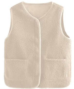 Weste Damen Teddyfleece Jacke Damen Teddy Fleecejacke Kurz Teddy Weste Damen Plüschweste Winter Übergangsjacke Leicht Ärmellos Westen Warm Winterjacke mit Knöpfen Elegant Einfarbig Teddyweste Outdoor