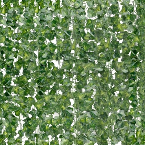 DazSpirit 60 Pièces Lière Artificiel, Lierre Artificiel Guirlande, 126m Exterieur Faux Lierre, Liane Artificielle, Guirlande Vigne Décoration pour Chambre, Cuisine, Jardin, Bureau, Fête, Mariage