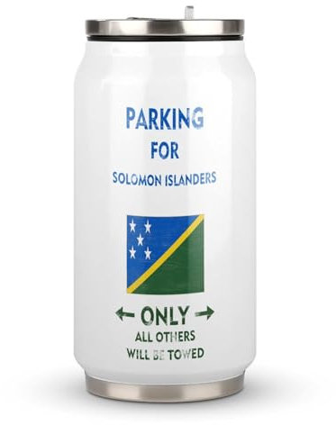 Yelolyio Parking for Salomon Islanders Only All Others Will Be Towed Cup Gobelet de voyage en acier inoxydable avec couvercle et paille Motif drapeau des îles Salomon