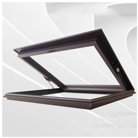 Lucernario Da Tetto, Vetro Trasparente Soffitta Botola, Tetto Piano Inclinato Copertura Per Lucernario, Alluminio Manuale Finestra Di Ventilazione E Illuminazione Per Capannone Seminterrato(Brown)