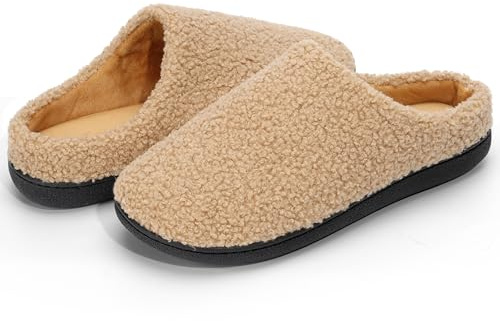 Anmerl Dam Tofflor med Memory Foam, Vinter Varma Slip-On Tofflor för Hemmet med Mjukt Foder och Halkfria Gummisulor för Inomhus och Utomhusbruk