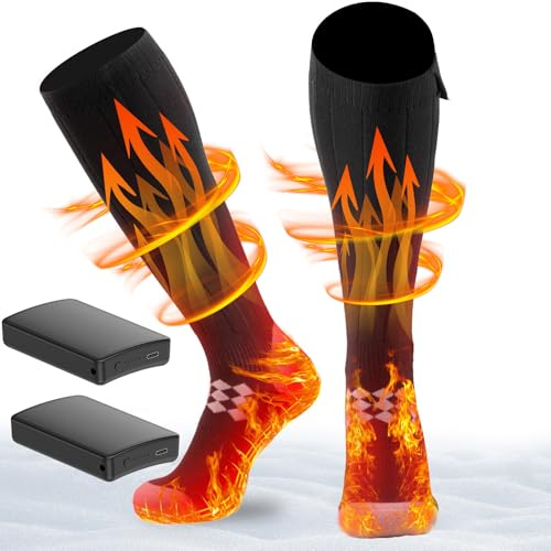iKuchelife Calcetines Calefactables 18000 mAh Baterías 18 Horas Calcetines Calefactables Hombre y Mujer para Pies Calcetines con Calefaccion Servir