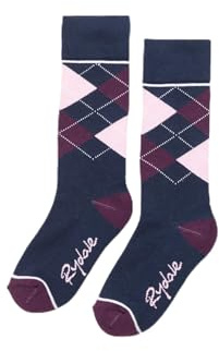 Rydale Junior Knee Length Riding Socks Kid's Argyle Country Sock Childrens (UK, Age, One Size, Regular, Argyle Navy/Berry)