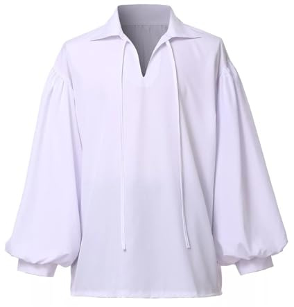 YOSUWOAI Camisa de pirata renacentista gótica vikinga para hombre, blusa, camisas, camisa de traje tradicional pirata, disfraz medieval, camisa vintage de manga larga, camisa de traje tradicional de