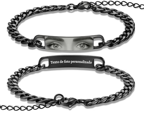 QSZ Pulsera Personalizada Con Foto de Pareja Grabable Con Fotos Nombre Texto Icono Ideal Como Regalo de Cumpleaños Para Parejas Amigos Familiares (Pulsera con ojo)