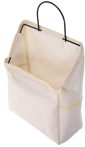 Happyyami Bolsa de Almacenamiento Colgante de Pared de Lona Color Blanco, Organizador Sencillo para Sala y Dormitorio, Práctica Bolsa para Guardar Artículos Diversos y Revistas, Montaje