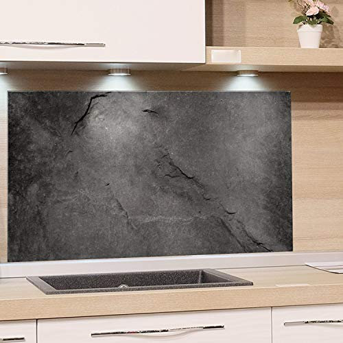 GRAZDesign Küchen-Spritzschutz Glas, Bild-Motiv Granit Grau Marmor, Glasbild als Küchenrückwand - Küchenspiegel - Wandschutz Küche Herd, Spritzschutz, 80x60cm