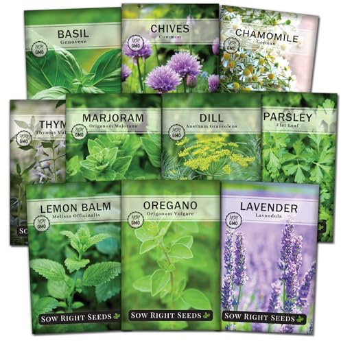 Sow Right Seeds - 10 Herb Seed Collection for Planting Large Herbal Garden