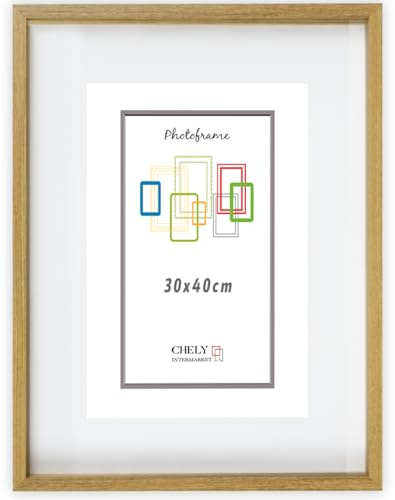 CHELY INTERMARKET MOD3503 Marco Profundidad Madera Haya 30x40cm Interior 20x30cm Vidrio Paspartú Decorativo Cuadro Objetos Recuerdo Decoración Moderna Estilo Elegante 1 Unidad Madera/Haya