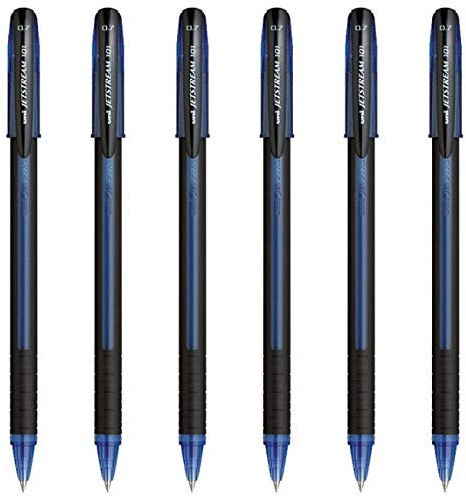 SX-101 0.7 MM JET STREAM ROLLER BALL PEN IN 3 INK COLOUR (PACK OF 6) (BLUE INK)