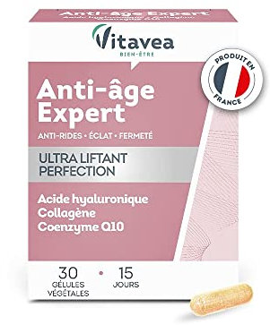 Vitavea - Anti Age/Rides Expert Ultra Liftant - Complément Alimentaire Eclat, Fermeté - Acide Hyaluronique, Collagène, Coenzyme Q10, Zinc - 30 gélules - Cure de 15 jours - Fabriqué en France