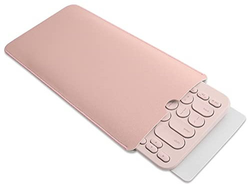cigemay Étui à Clavier pour K380, Sac de Protection Portable et Anti-poussière, Simili Cuir Mince (Rose)
