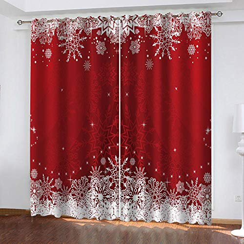 MXYHDZ Cortinas Dormitorio Opacas - Patrón de navidad rojo Cortinas Salón para Habitación Opacas con Aislamiento Térmico- 140 x 160 cm para Oficina, Dormitorio habitación de los niños, 2 Piezas