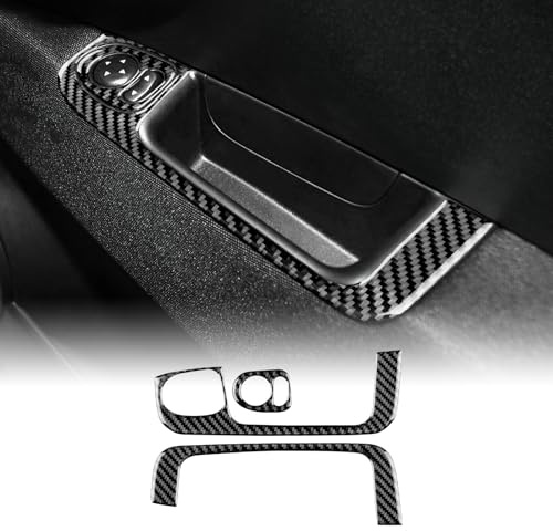 For Abarth 595 595C 695/Fiat 500 Accessory Window Switch Panel Cover Black | KUNGKIC Carbon Fibre Interior Trim Self-adhesive Decal Decorative Styling Auto Parts RHD