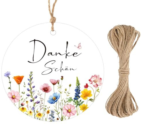G2PLUS Danke Schön Geschenkanhänger: 5.5cm Round Etiketten Anhänger Tags mit 10m Schnur, für Hochzeiten und Geburtstage, 50stk